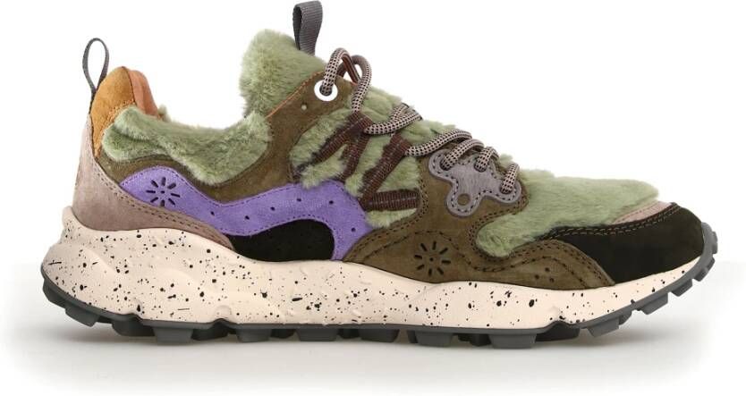 Flower Mountain Eco-Fur Sneakers met Suede Inserts Multicolor Dames