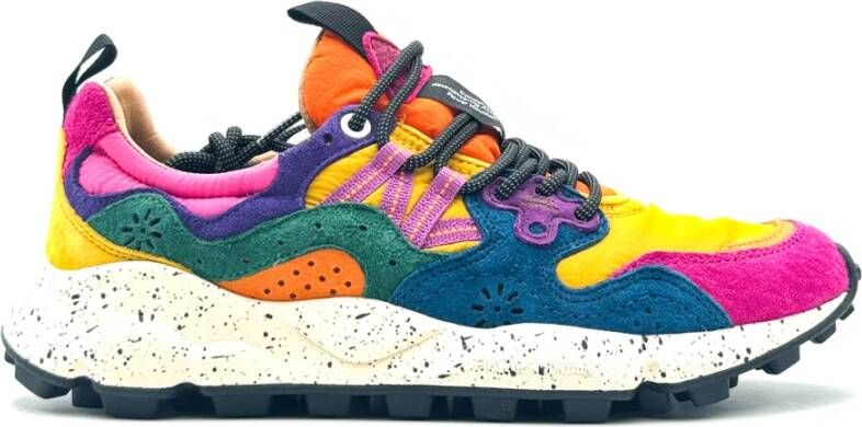 Flower Mountain Sneakers van suède en gewaxt technisch materiaal met kurken inlegzool Multicolor Dames