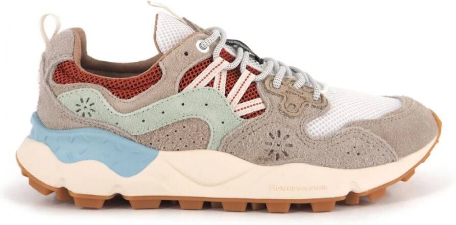 Flower Mountain Kleurrijke Technische Sneaker Lichtgewicht Rubberen Zool Brown Heren