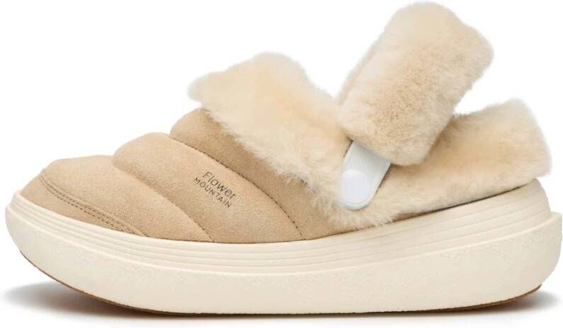 Flower Mountain Leather and wool sneakers Fami Slipper Woman Beige Dames