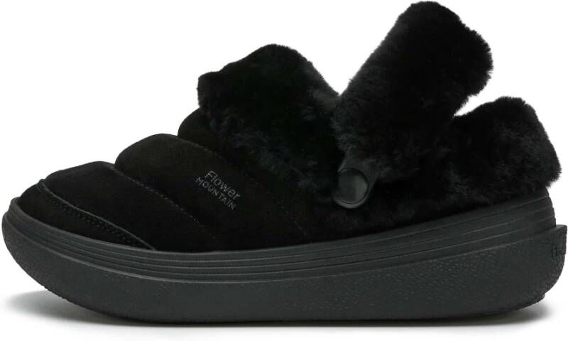 Flower Mountain Leather and wool sneakers Fami Slipper Woman Black Dames