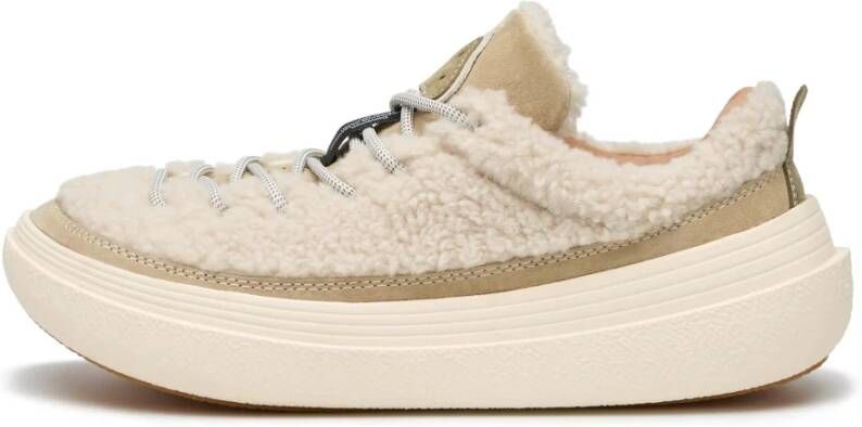 Flower Mountain Leather and wool sneakers Fami UNI Beige Dames