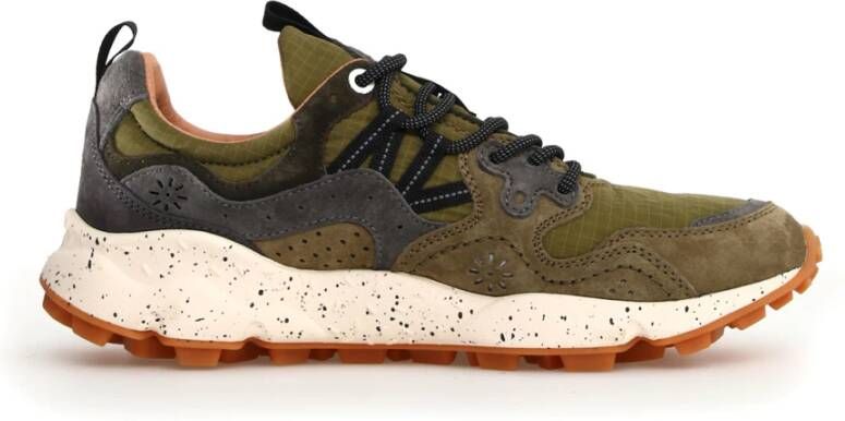 Flower Mountain Militair Grijs Suède Sneakers Green Heren