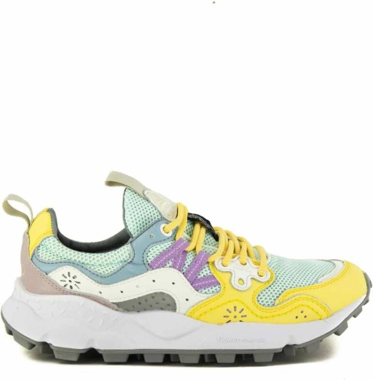 Flower Mountain Multicolor Leren Sneakers Blauw Geel Lila Multicolor Dames