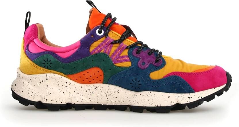 Flower Mountain Sneakers van suède en gewaxt technisch materiaal met kurken inlegzool Multicolor Dames