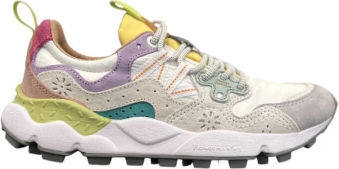 Flower Mountain Witte stoffen sneakers met kurkbinnenzool Multicolor Dames