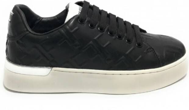 Fracomina Dames lage sneakers in zwart geëmbosseerd eco-leer Black Dames