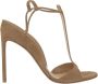 Francesco Russo Beige Suède Sandalen met Open Neus en Bedekte Hak Beige Dames - Thumbnail 1