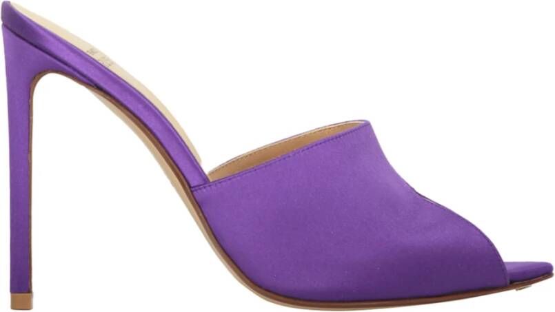 Francesco Russo Puntige Neus Leren Muiltjes Stiletto Hak Purple Dames