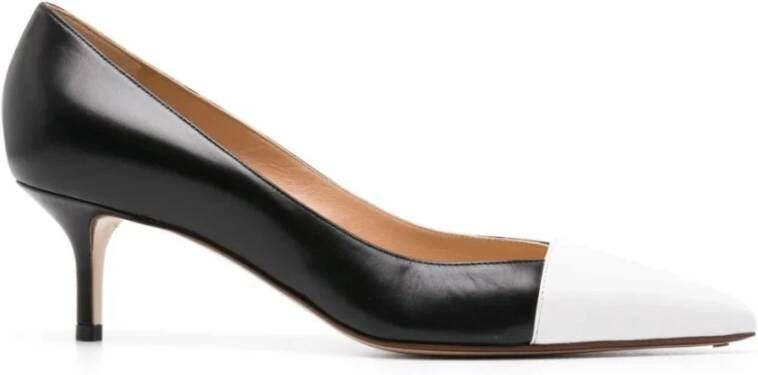 Francesco Russo Wit Zwart Leren Pumps Black Dames