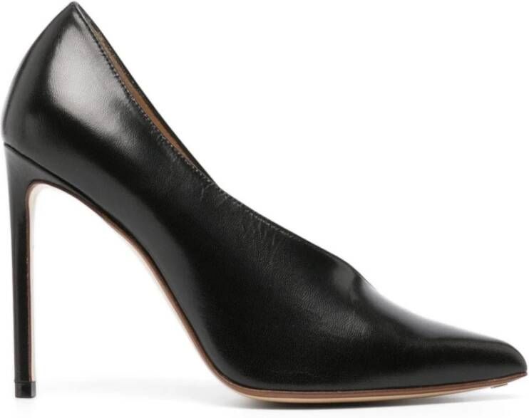 Francesco Russo Zwarte Leren Asymmetrische Pumps Black Dames