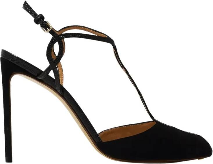 Francesco Russo Zwarte suède sandalen met enkelband Black Dames