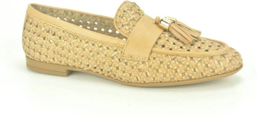 Frau Beige Gevlochten Moccasin + Fluff Beige Dames