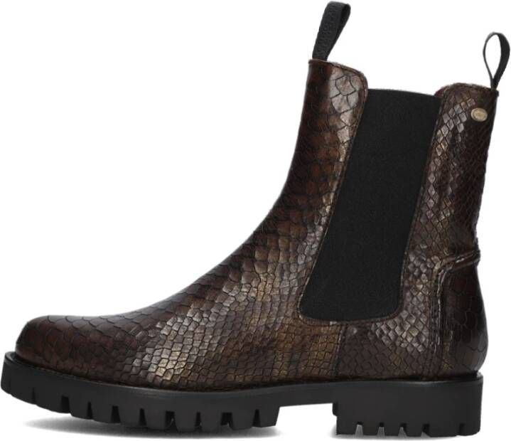 Fred de la Bretoniere Groene Croc Chelsea Boots Minou Brown Dames