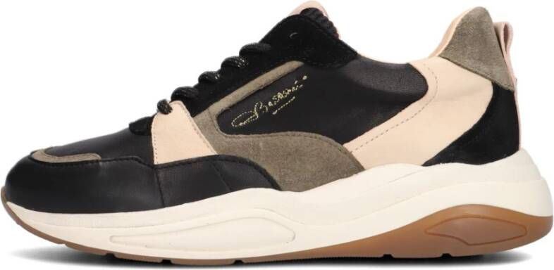 Fred de la Bretoniere Lage Flame Sneakers in Zwart Beige Groen Multicolor Dames