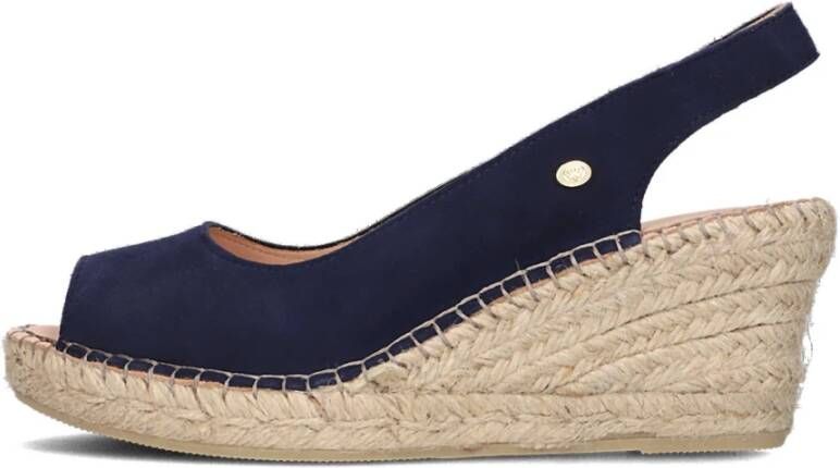 Fred de la Bretoniere Marine Espadrilles met Peep Toe Blue Dames