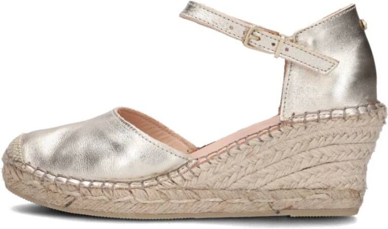 Fred de la Bretoniere Metallic Gouden Espadrilles met Sleehak Yellow Dames