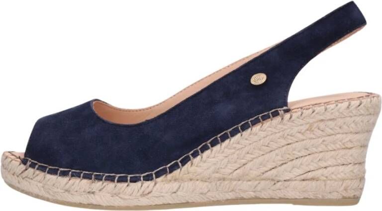 Fred de la Bretoniere Navy Blue Espadrilles met Peep Toe Blue Dames