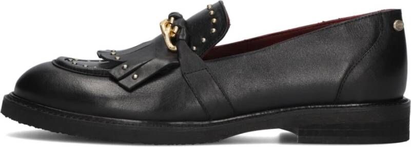 Fred de la Bretoniere Paris Loafer Zwart Leer Franje Black Dames