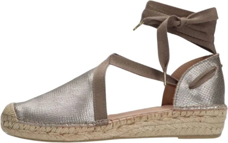 Fred de la Bretoniere Taupe Shiny Espadrilles met Jute Sole Brown Dames