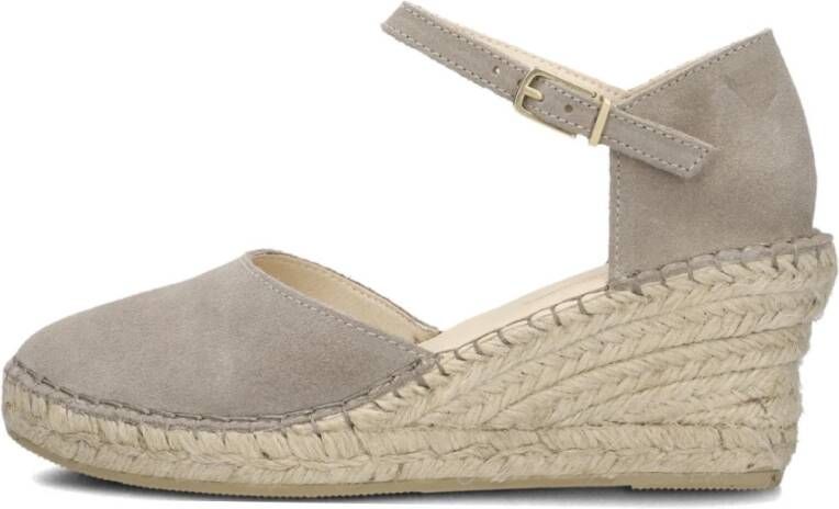 Fred de la Bretoniere Taupe Suede Espadrilles met Sleehak Beige Dames