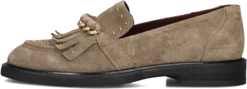 Fred de la Bretoniere Taupe Suede Loafers Paris Leya Beige Dames