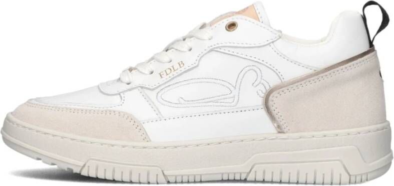 Fred de la Bretoniere Witte Leren Lage Sneakers Yara Leo Multicolor Dames