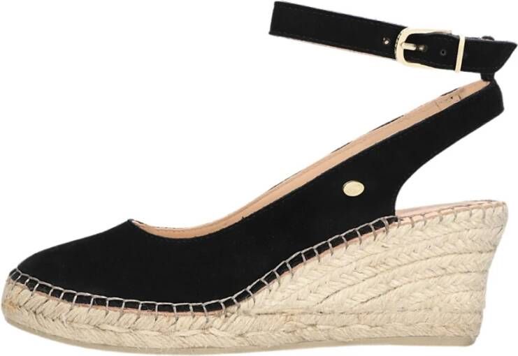 Fred de la Bretoniere Zwarte Espadrilles met Sleehak Black Dames