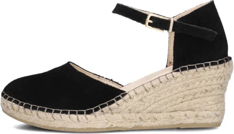 Fred de la Bretoniere Zwarte Espadrilles met Sleehak Black Dames