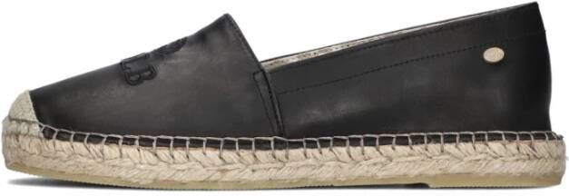 Fred de la Bretoniere Zwarte Leren Espadrilles Stijlvol Model Black Dames