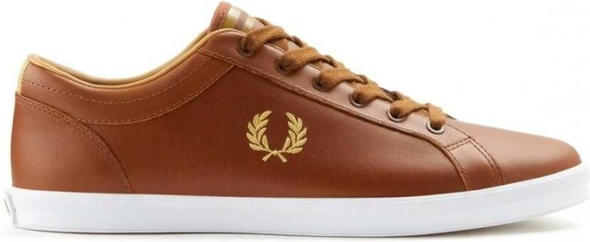 Fred Perry Tan Leren Vulcanised Trainers Brown Unisex