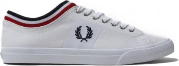 Fred Perry Gestreepte Manchet Twill Wit Marine Rood White Heren