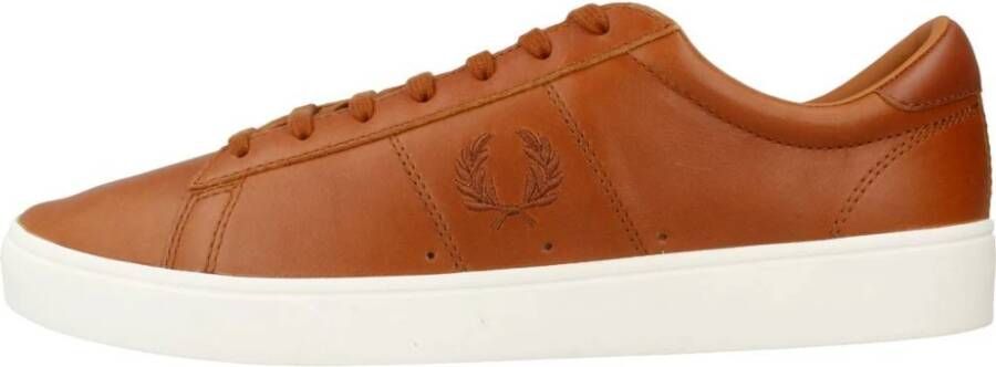 Fred Perry Gewaxt Leren Sneakers Brown Heren