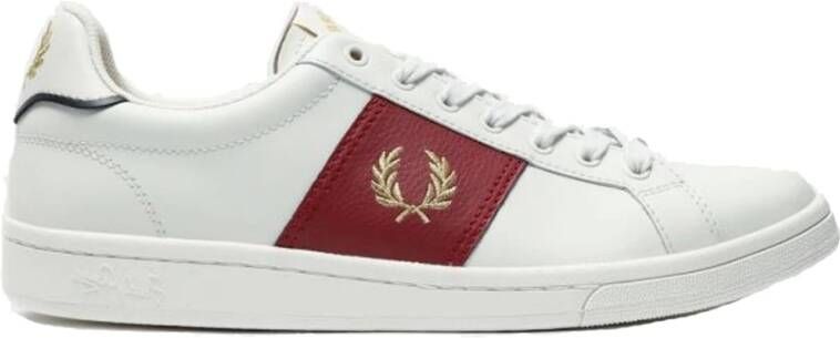 Fred Perry Leren Zijpaneel Porselein Sneakers White Heren