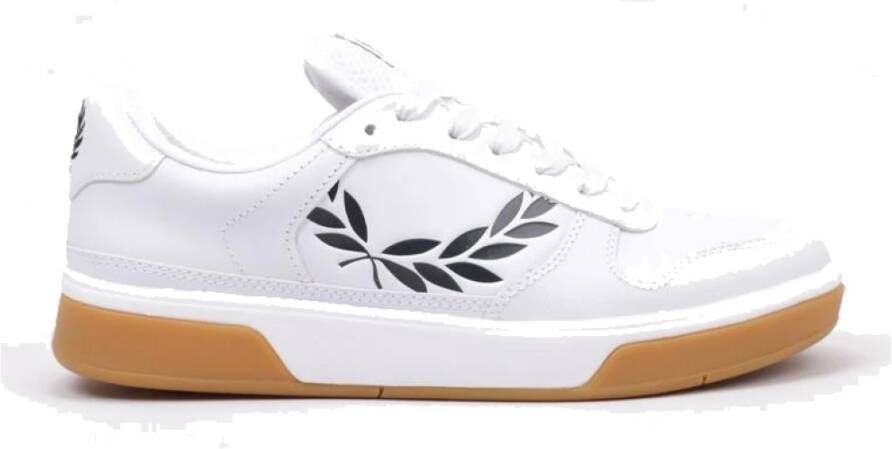 Fred Perry Sneaker van gestructureerd leer met lauwerkranslogo White Heren