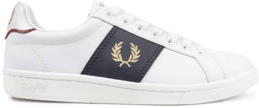 Fred Perry Witte sneakers met leren zijpaneel White Heren