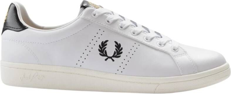 Fred Perry Witte Tennisschoenen met Leren Tab White Heren