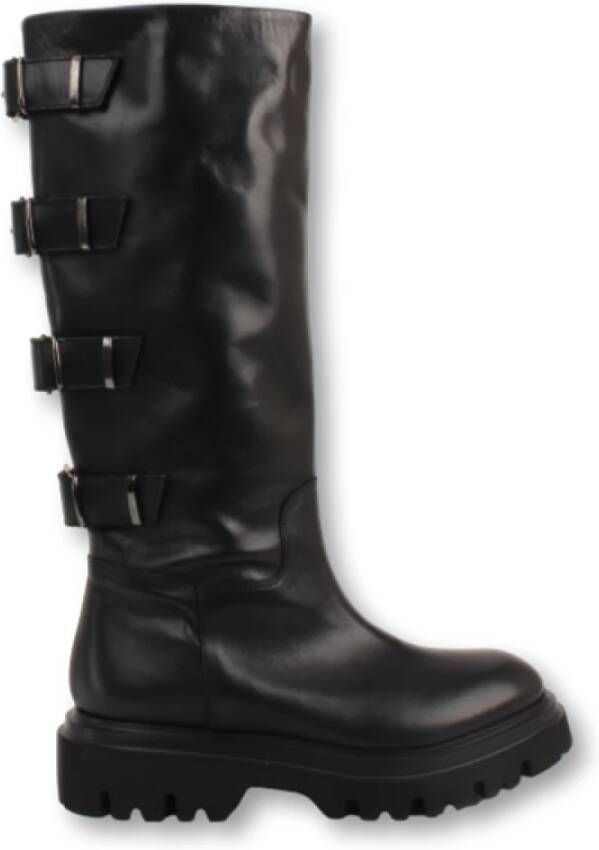 Fru.it Stijlvolle Bikerboots met Achtergespen Black Dames