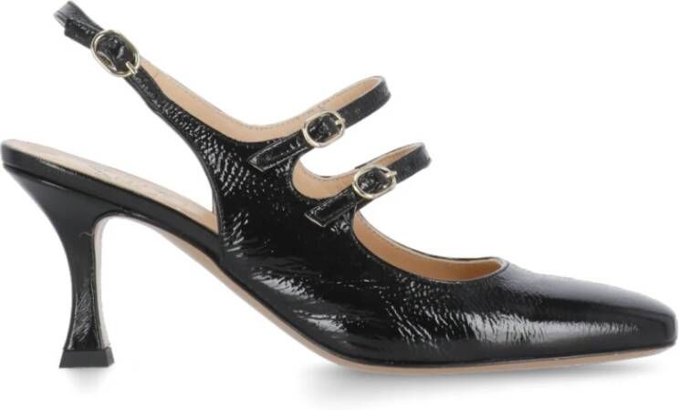 Fru.it Zwarte leren slingback met pijl teen Black Dames