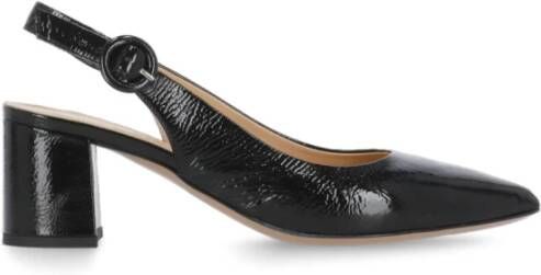 Fru.it Zwarte leren slingback met pijlneus Black Dames