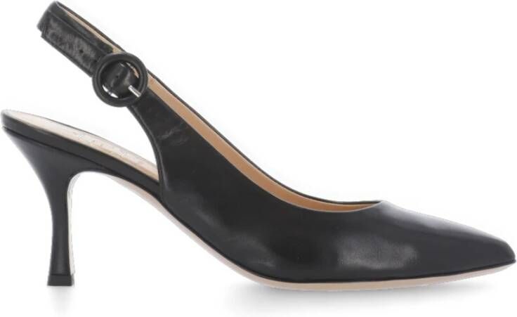 Fru.it Zwarte Leren Slingback Pijl Teen Hak Black Dames