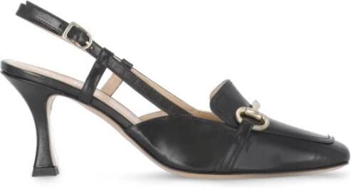 Fru.it Zwarte Leren Slingback met Metallic Detail Black Dames