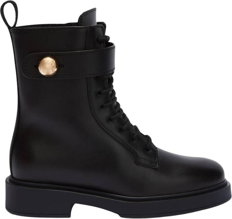 Furla Army Boot Herfst Winter Collectie Leer Black Dames