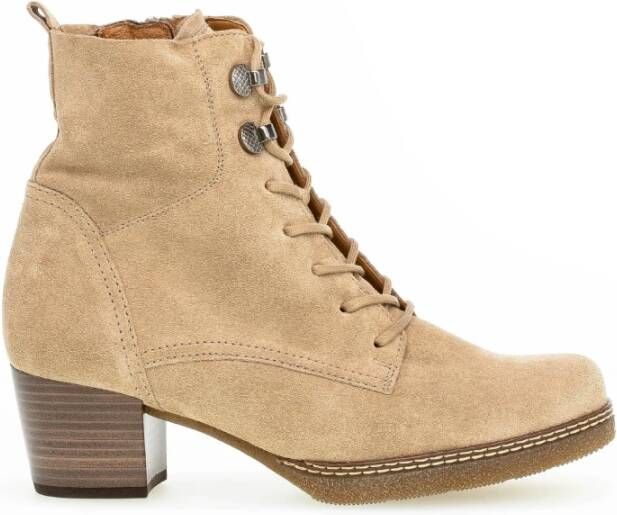 Gabor Beige fluwelen veterschoenen Beige Dames