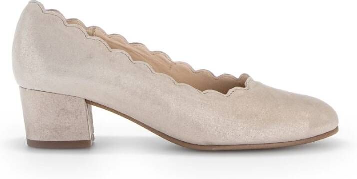 Gabor Beige-gouden metallic leren pumps Beige Dames