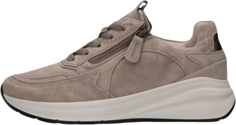 Gabor Beige Lage Sneakers Stijlvolle Rits Beige Dames