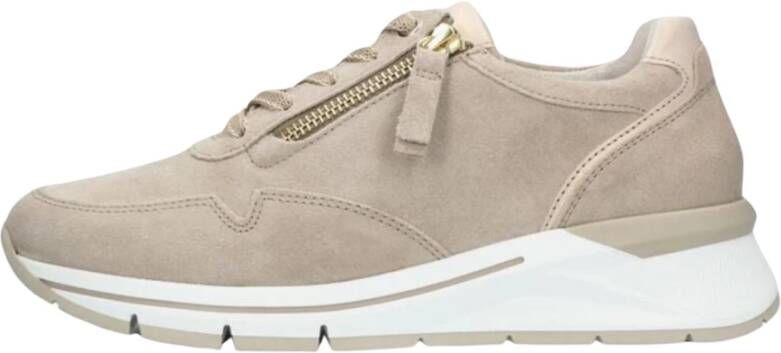 Gabor Beige Lage Suède Sneaker Comfort Stijl Beige Dames