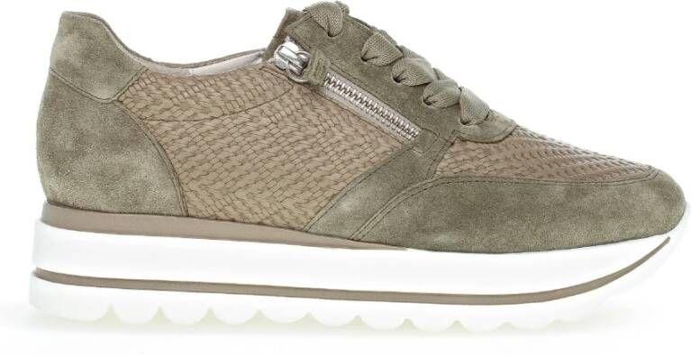 Gabor Beige Leren Basket Sneakers Beige Dames