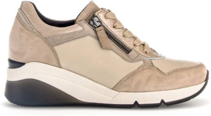 Gabor Beige Leren Basket Sneakers Beige Dames