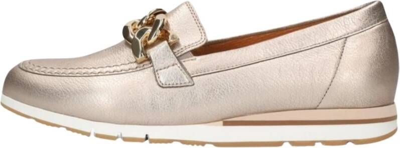 Gabor Beige Leren Chain Loafers Yellow Dames